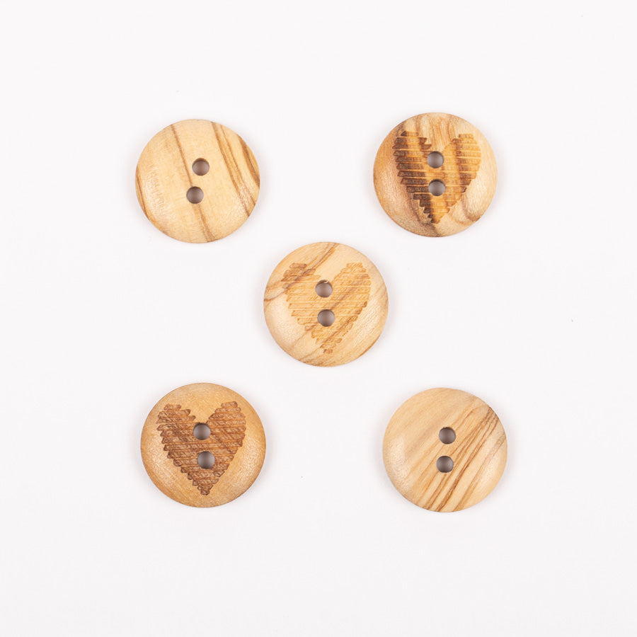 Button Heart (wood) 15mm 814 - DZIJAS.COM