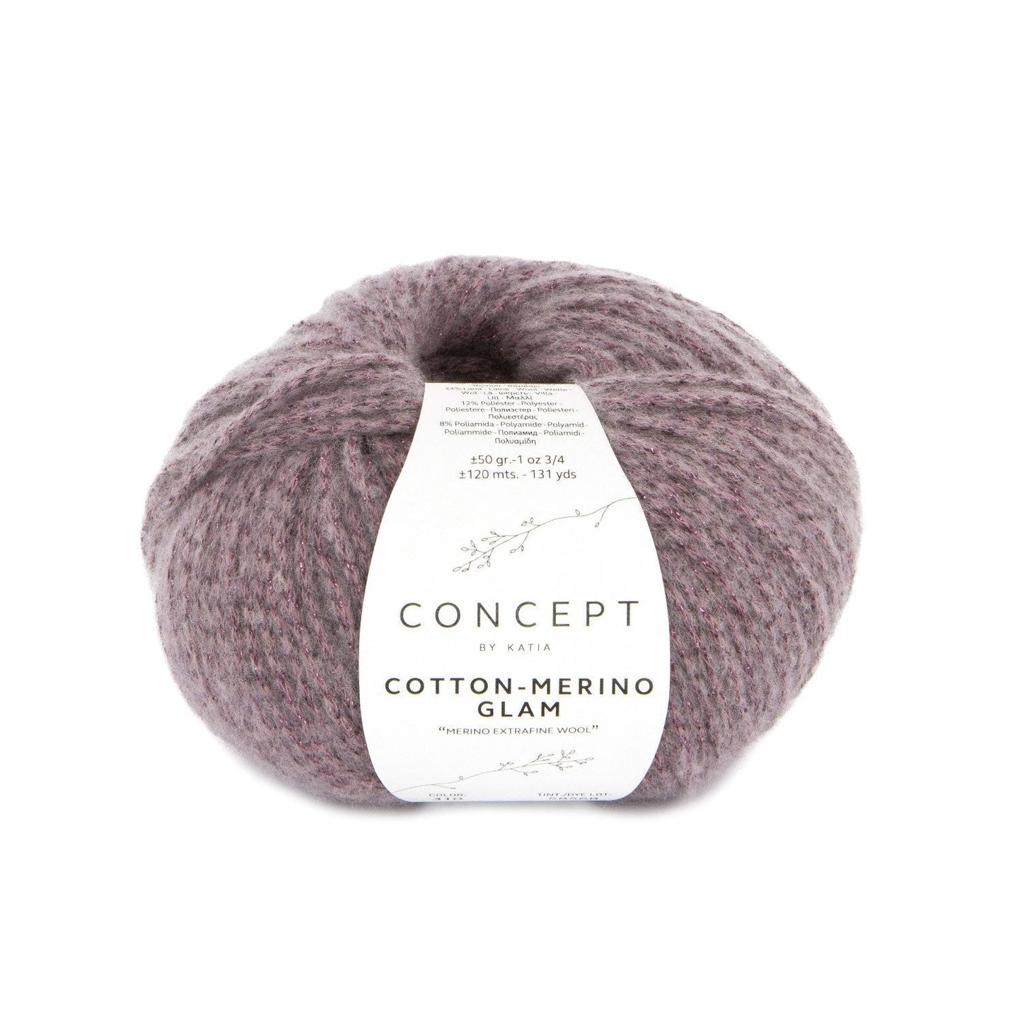 Cotton - Merino Glam Yarn – Luxurious Cotton & Merino Blend with Sparkle 310 - malva | Knitting yarn shop / dzijas veikals