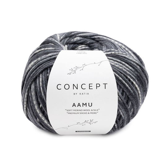 Aamu Sock Yarn with Silk – 6 - Ply Soft & Durable Yarn by Katia 303 - gris | Knitting yarn shop / dzijas veikals