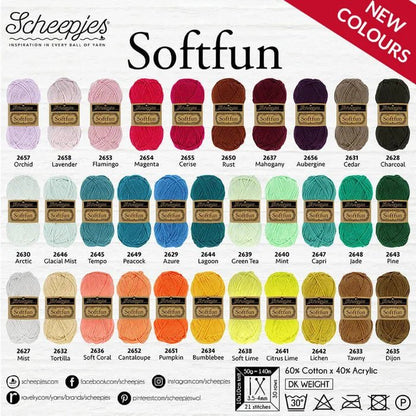 Scheepjes Softfun Yarn, colours 2401 - 2639 2401 Prussian | Knitting yarn shop / dzijas veikals