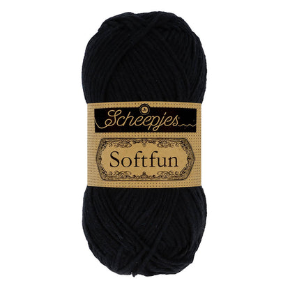 Scheepjes Softfun Yarn, colours 2401 - 2639 2408 Black | Knitting yarn shop / dzijas veikals