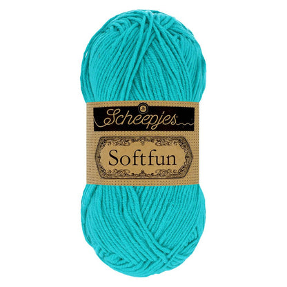 Scheepjes Softfun Yarn, colours 2401 - 2639 2423 Bright Turquoise | Knitting yarn shop / dzijas veikals