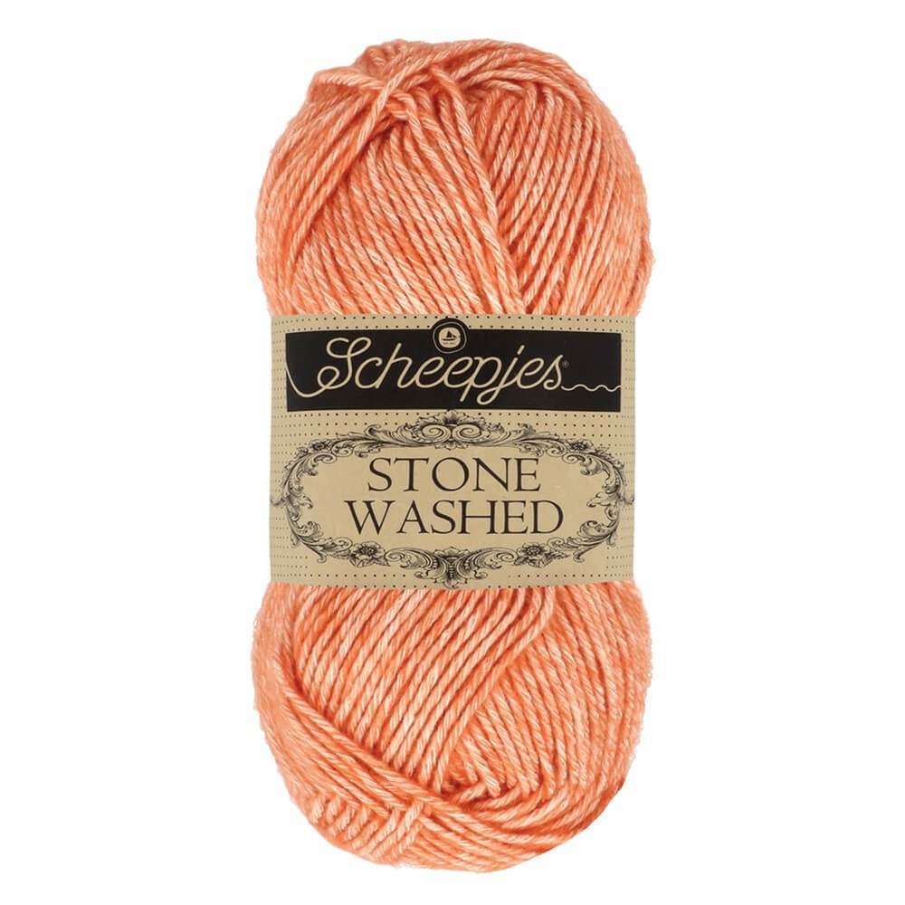 Scheepjes Stone Washed Yarn, 50g 816 Coral | Knitting yarn shop / dzijas veikals
